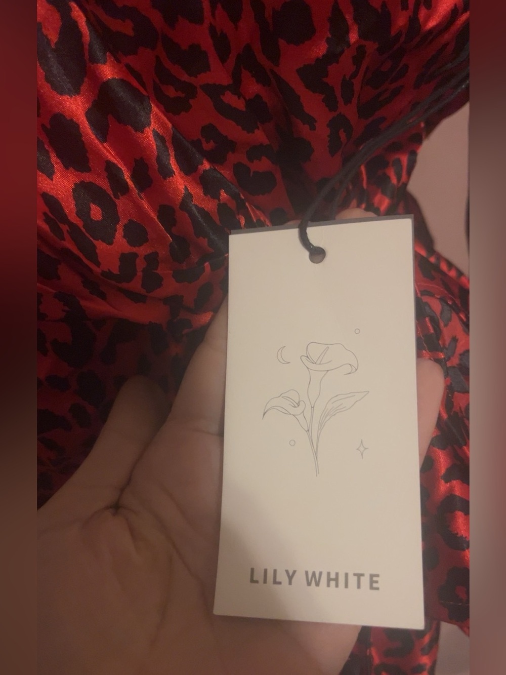 Red Leopard Satin Wrap Top LILY WHITE - Picture 5 of 5